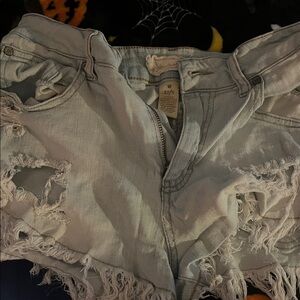 Altar'd State Frayed Light Blue Jean Shorts